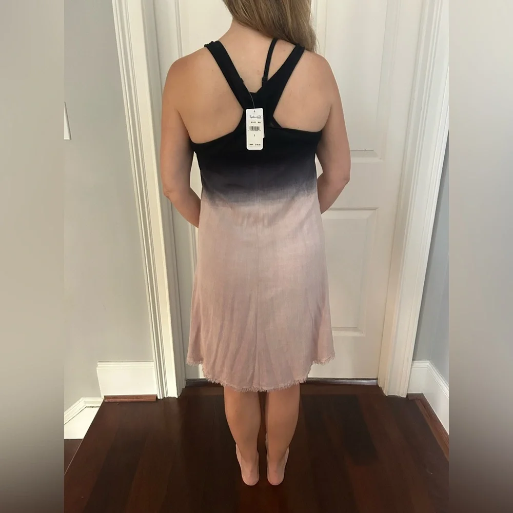 Splendid Black and Dusty Rose Ombre Dress Racerback Knotted-back NWT Size Small